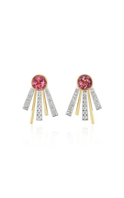 Gemella Jewels Celestial 18k Yellow Gold Pink Tourmaline Earrings