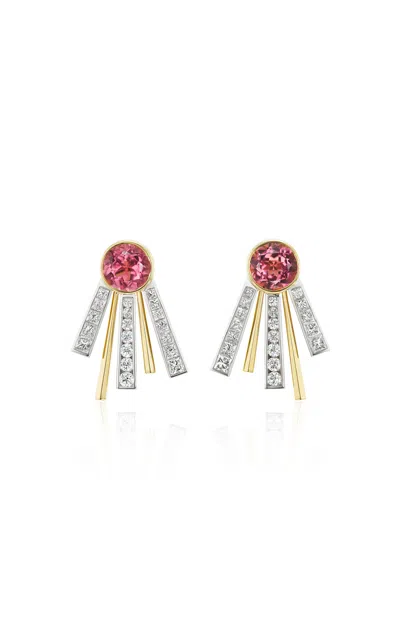 Gemella Jewels Celestial 18k Yellow Gold Pink Tourmaline Earrings In Pink