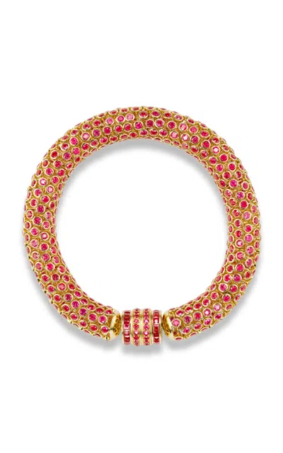 Gemella Jewels Dancing Queen 18k Yellow Gold Ruby Bracelet In Red