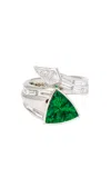 Gemella Jewels Emerald & Diamond Toi U Moi Ring In Green