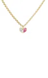 Gemella Jewels Heirloom Sweetheart 18k Yellow Gold Diamond; Pink Sapphire Necklace In Pink