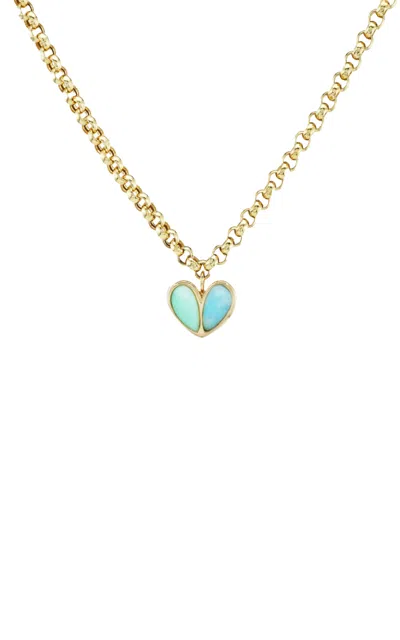 Gemella Jewels Heirloom Sweetheart 18k Yellow Gold Green Turquoise; And Larimar Necklace
