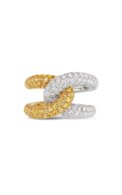 Gemella Jewels Intertwin 18k Gold Diamond; Sapphire Ring In Yellow