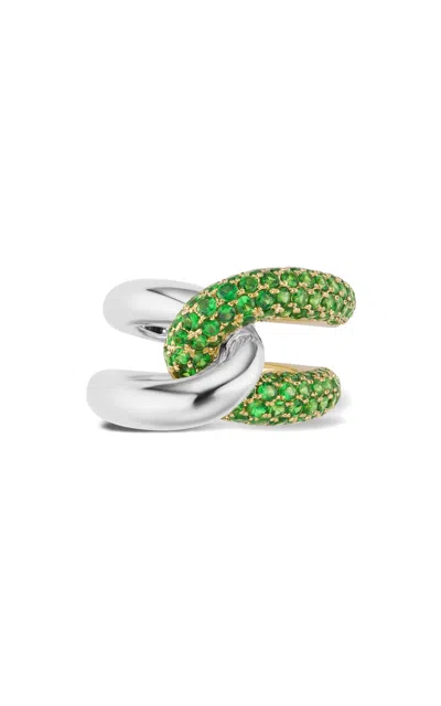 Gemella Jewels Intertwin 18k Gold Tsavorite Ring In Green