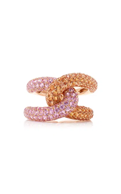 Gemella Jewels Intertwin 18k Rose Gold Sapphire Ring In Multi