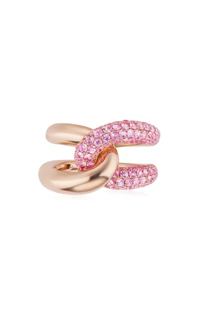 Gemella Jewels Intertwin 18k Rose Gold Sapphire Ring In Pink