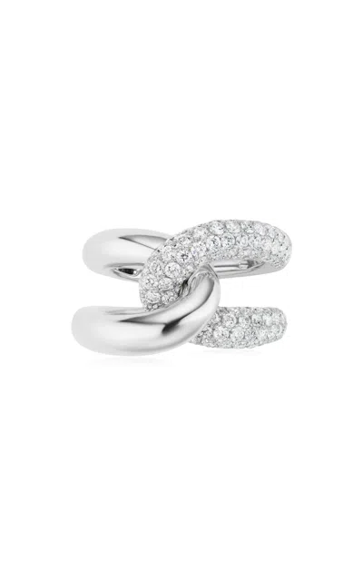 Gemella Jewels Intertwin 18k White Gold Diamond Ring In Metallic