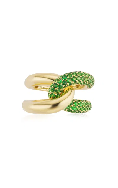 Gemella Jewels Intertwin 18k Yellow Gold Tsavorite Ring In Green