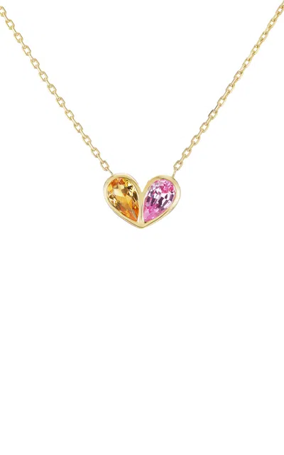 Gemella Jewels Jumbo Sweetheart 18k Yellow Gold Citrine; Sapphire Necklace In Multi