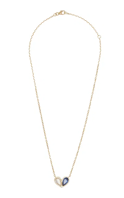 Gemella Jewels Jumbo Sweetheart 18k Yellow Gold Diamond; Sapphire Necklace In Metallic