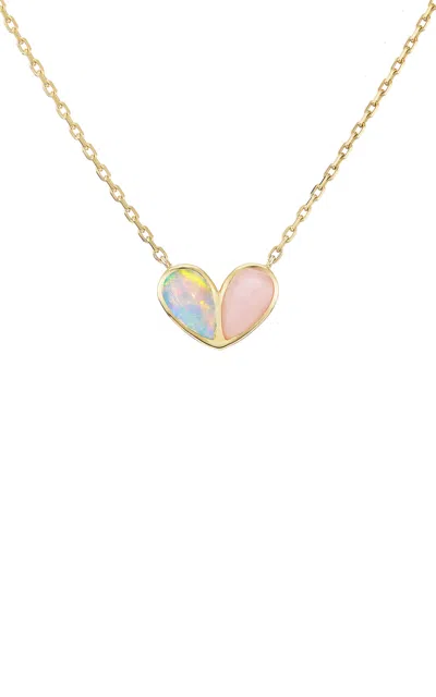 Gemella Jewels Jumbo Sweetheart 18k Yellow Gold Opal Necklace In Pink