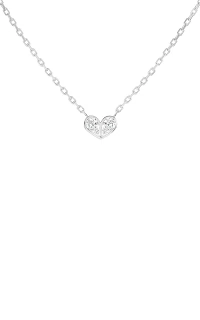 Gemella Jewels Medium Sweetheart 18k White Gold Diamond Necklace In White