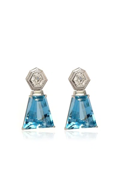Gemella Jewels Platinum One Of A Kind Diamond & Aquamarine Earrings In Gold