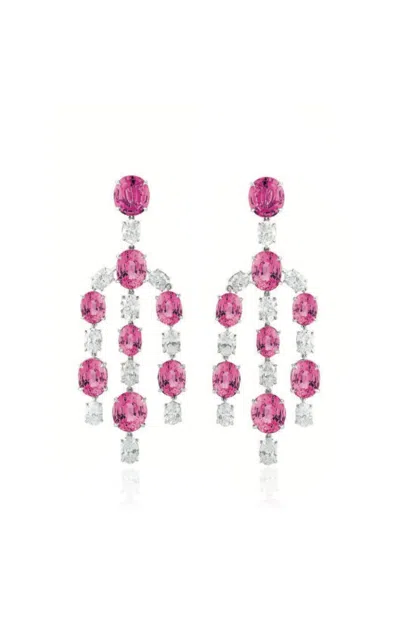 Gemella Jewels Platinum One Of A Kind Diamond & Pink Sapphire Chandelier Earrings