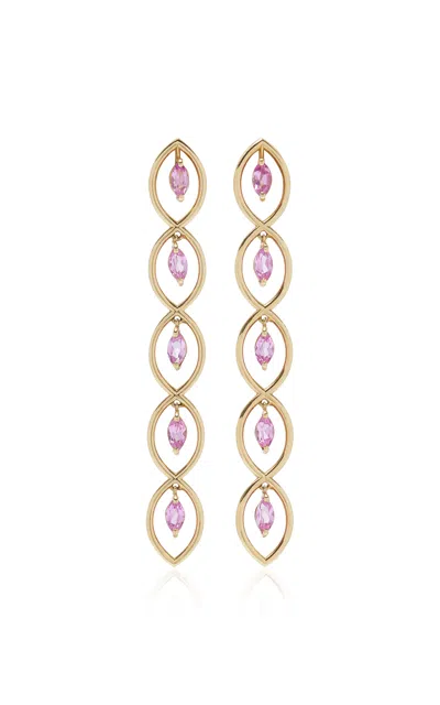 Gemella Jewels Qui Qui 18k Yellow Gold Sapphire Earrings In Pink