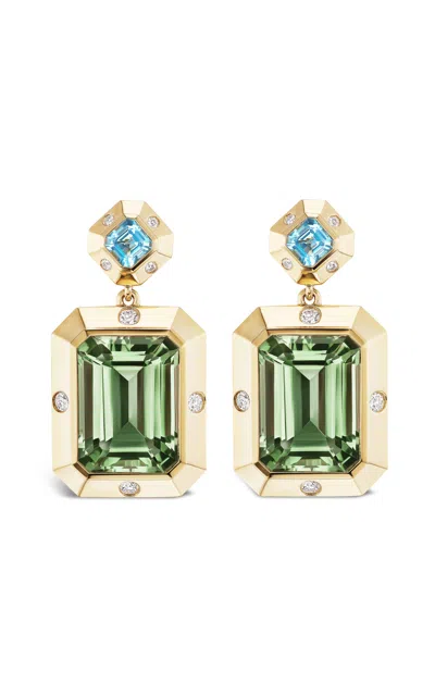 Gemella Jewels Stella 18k Yellow Gold Amethyst Earrings In Green