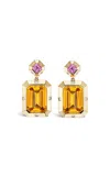 Gemella Jewels Stella 18k Yellow Gold; Sapphire And Citrine Earrings In Orange