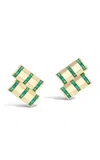 Gemella Jewels Stella Bar Earrings With Emeralds In Green