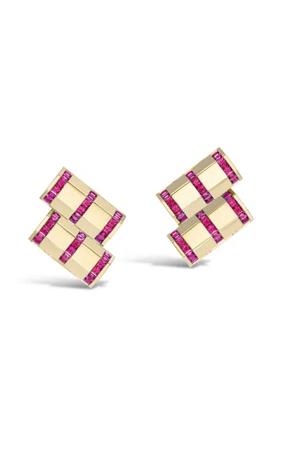 Gemella Jewels Stella Bar 18k Yellow Gold Ruby Earrings