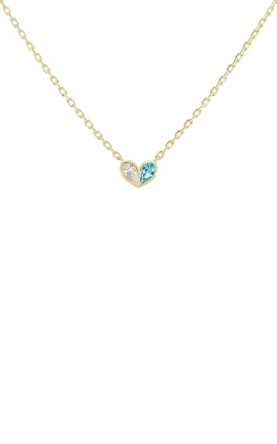 Gemella Jewels Sweetheart 18k Yellow Gold Diamond And Aquamarine Necklace