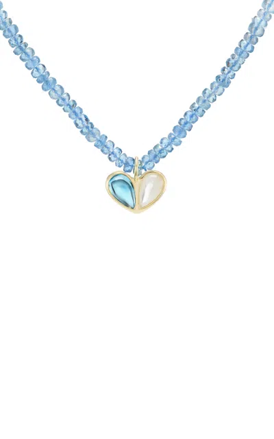 Gemella Jewels Sweetheart 18k Yellow Gold Mother-of-pearl; Topaz Beaded Necklace In Blue