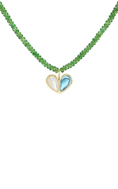 Gemella Jewels Sweetheart 18k Yellow Gold Mother-of-pearl; Topaz Beaded Necklace In Green
