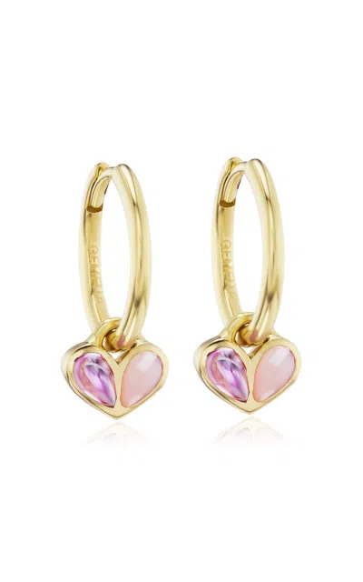 Gemella Jewels Sweetheart 18k Yellow Gold Sapphire; Opal Huggie Earrings
