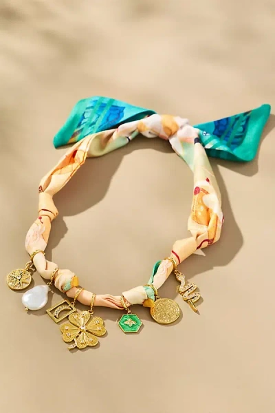Gemelli Charm Scarf Necklace In Orange