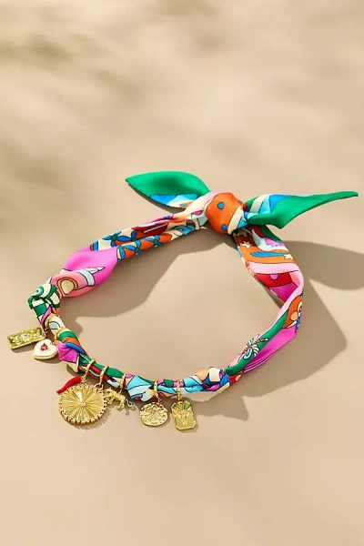 Gemelli Charm Scarf Necklace In Pink
