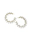 Gemelli Pearl Sparkle Hoop Earrings In White In Metallic