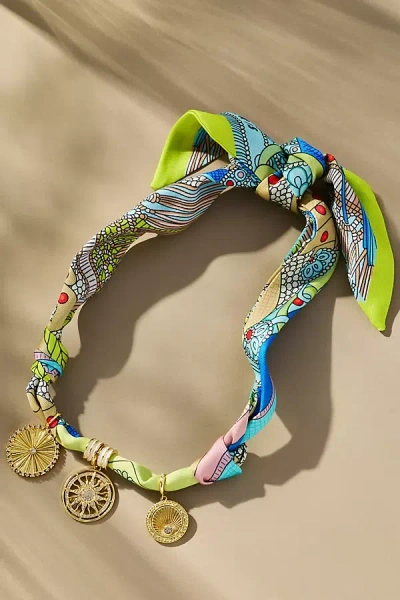 Gemelli Scarf Charm Necklace In Blue