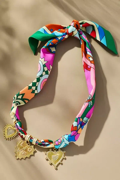 Gemelli Scarf Charm Necklace In Pink