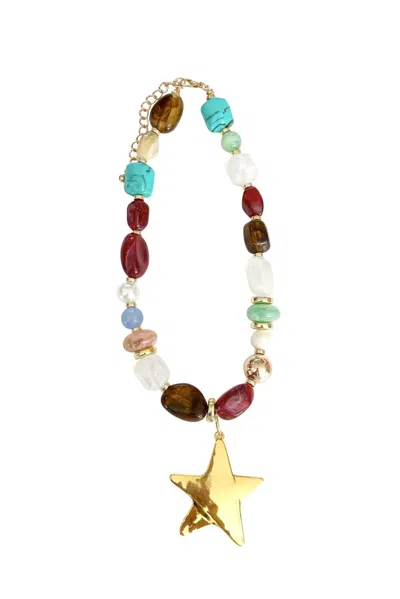 Gemelli Women's Beaded Star Necklace In Multicolor In Transparent