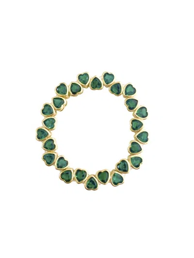 Gemelli Women's Heart Stretch Bracelet In Green