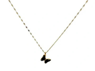 Gemini Jewelry Black Butterfly Crystal Pendant Necklace In Yellow