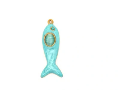 Gemini Jewelry Blue Enamel Fish Pendant