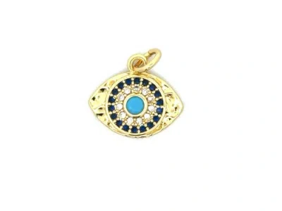 Gemini Jewelry Blue Evil Eye Charm Pendant In Yellow