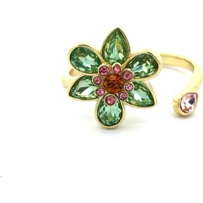 Gemini Jewelry Floral Crystal Ear Cuff In Gold