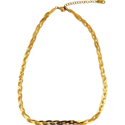 Gemini Jewelry Herringbone Braided Necklace In Gold
