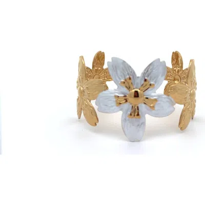 Gemini Jewelry Open Floral Cuff Bracelet In Gold