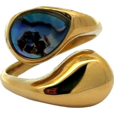 Gemini Jewelry Oval Inlay Statement Ring In Yellow