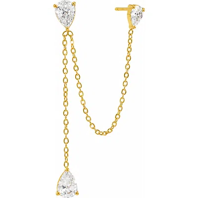 Gemini Jewelry Pear Cut Cubic Zirconia Chain Link Drop Earrings In Gold