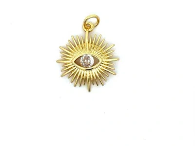 Gemini Jewelry Protective Eye Sunburst Pendant In Yellow
