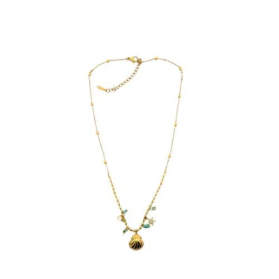 Gemini Jewelry Sea Shell And Charms Necklace In Gold