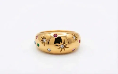 Gemini Jewelry Star Accent Statement Ring In Gold