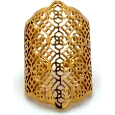 Gemini Jewelry Wide Filigree Ring In Yellow
