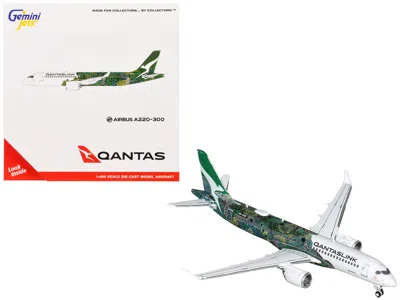 Geminijets Airbus A220-300 Commercial Aircraft "qantaslink - Minyma Kutjara Tjukurpa" (vh-x4a) White With Graph In Multi