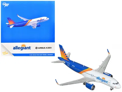 Geminijets Airbus A320 Commercial Aircraft "allegiant Air" (n252nv) Blue And White With Stripes 1/400 Diecast M