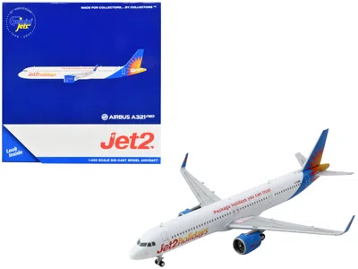 Geminijets Airbus A321neo Commercial Aircraft "jet2 Holidays" White With Blue Tail 1/400 Diecast Model Airplane In Multi