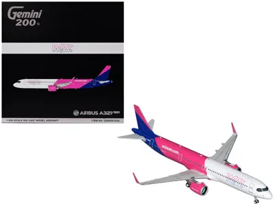 Geminijets Airbus A321neo Commercial Aircraft "wizz Air" (g-wunb) White And Pink With Purple Tail "gemini 200" 